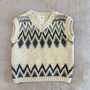 H&M Cream and Black Patterned Baby boy sweater Vest